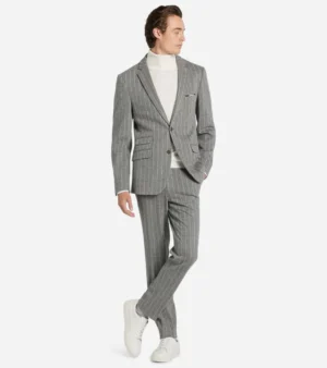 Ashford Cotton Pinstripe Grey Suit Front