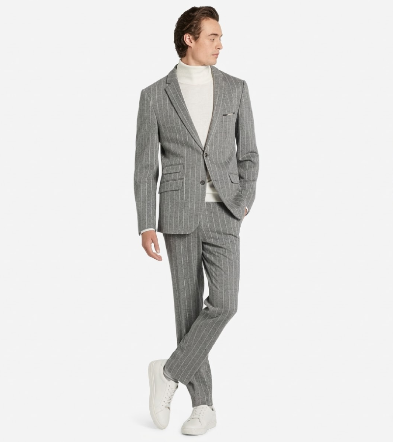 Ashford Cotton Pinstripe Grey Suit Front