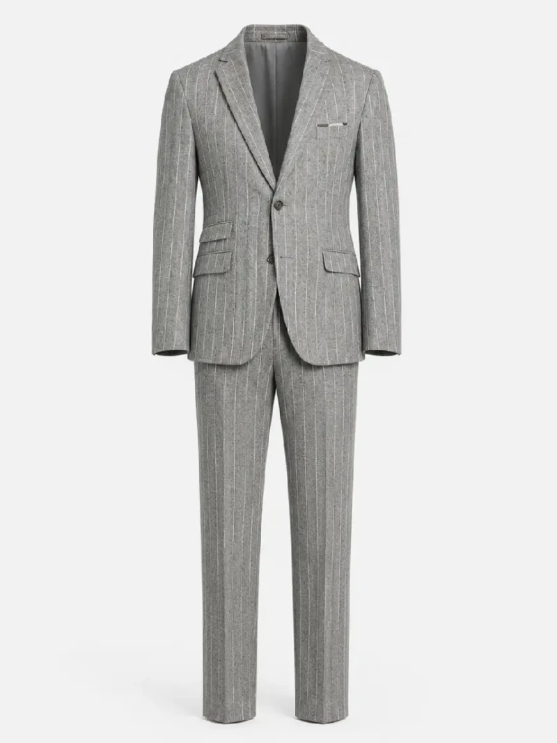 Ashford Cotton Pinstripe Grey Suit Ghost Mannequin- Suit Heritage