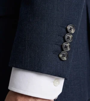 Ashford Cotton Plaid Dark Navy Suit Cuffs