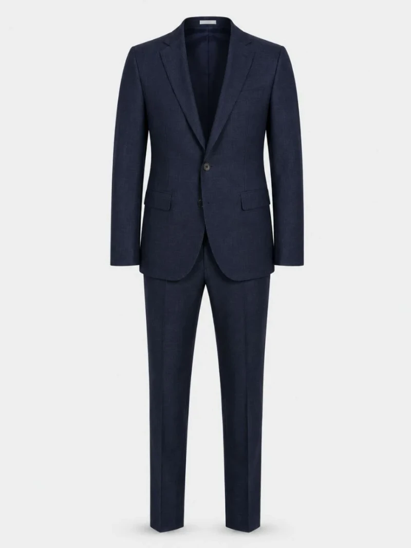 Ashford Cotton Plaid Dark Navy Suit Front View