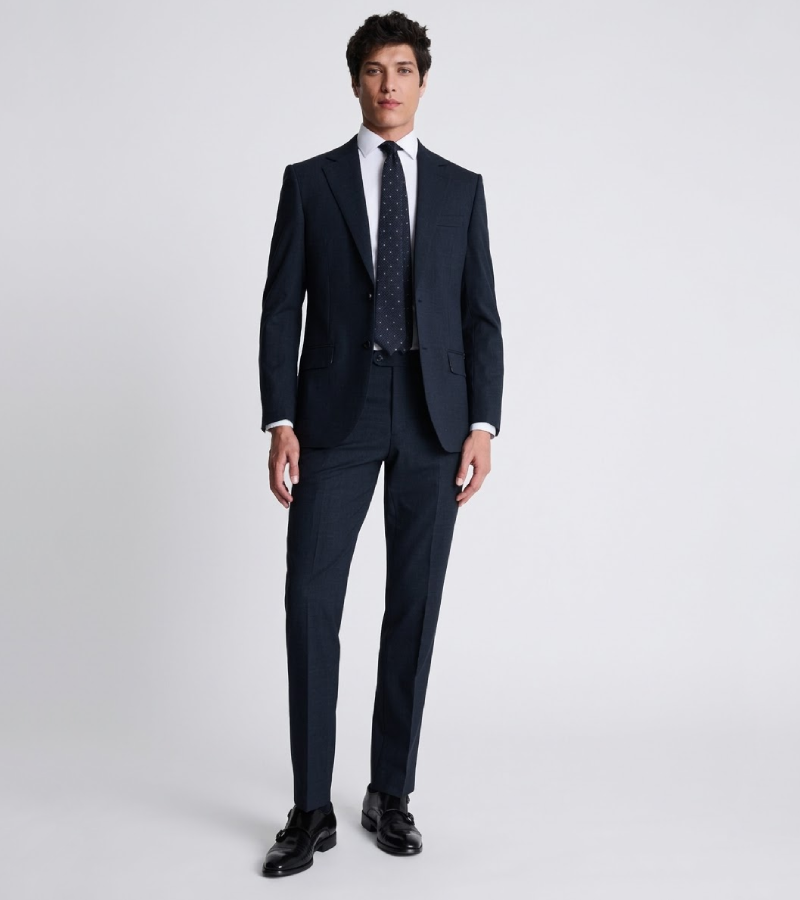 Ashford Cotton Plaid Dark Navy Suit Front