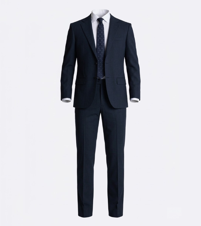Ashford Cotton Plaid Dark Navy Suits