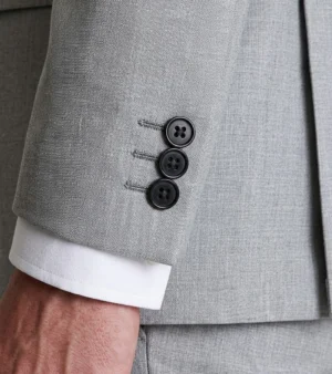 Ashford Cotton Plaid Light Grey Suit Cuffs