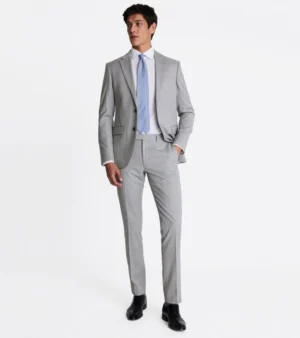Ashford Cotton Plaid Light Grey Suit Front