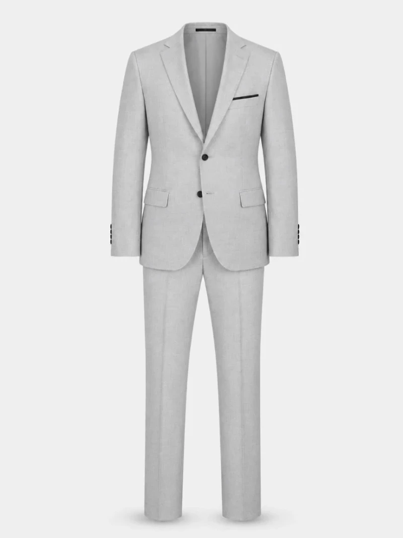 Ashford Cotton Plaid Light Grey Suit Front View