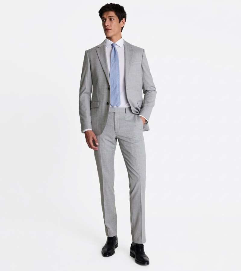 Ashford Cotton Plaid Light Grey Suit Front