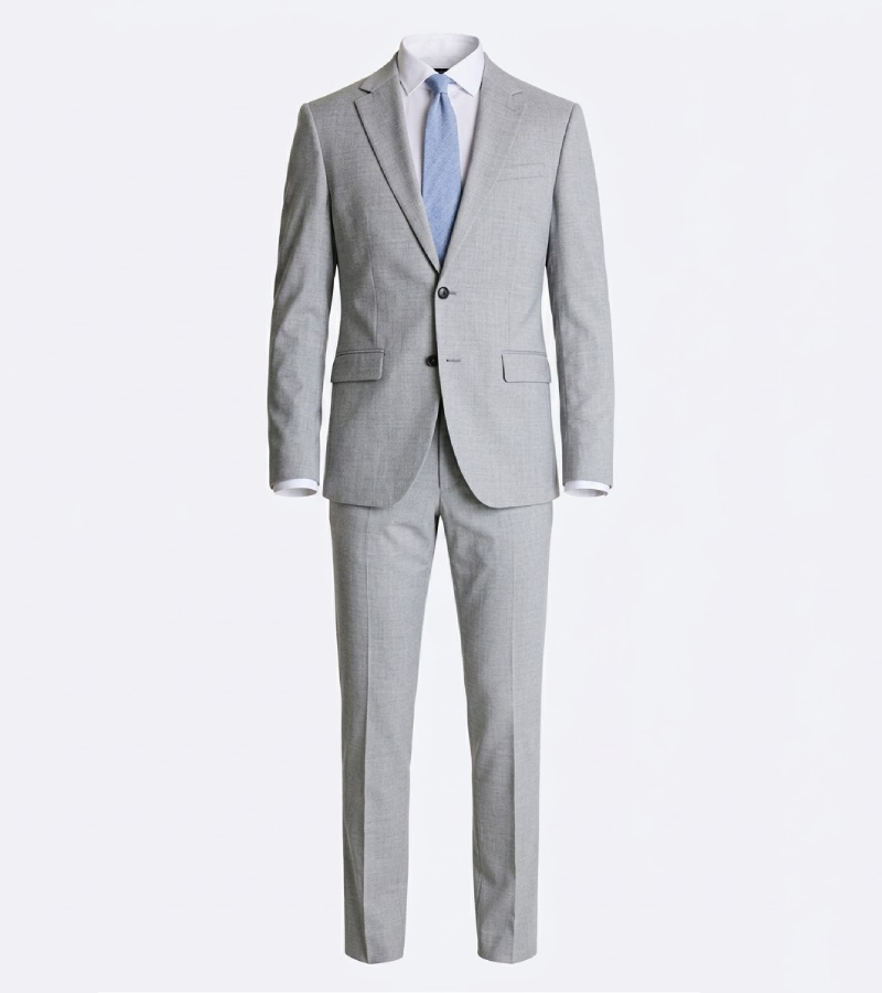 Ashford Cotton Plaid Light Grey Suit