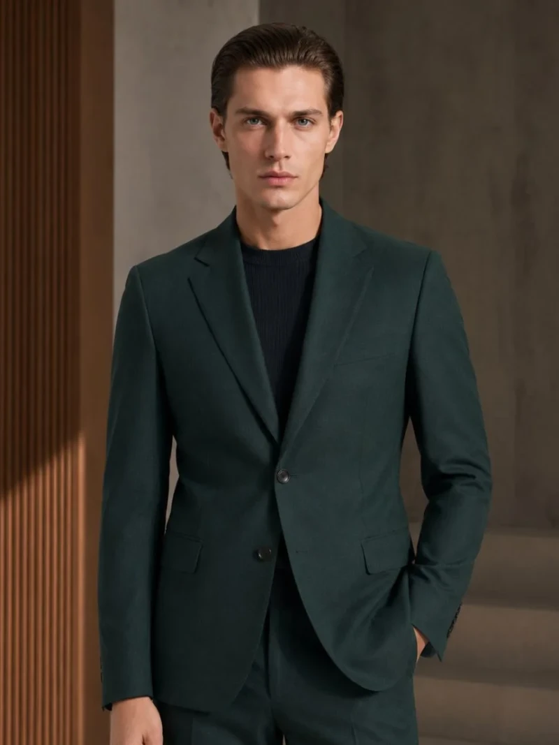 Ashford Cotton Textured Dark Green Suit