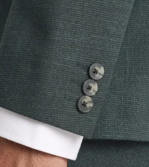 Ashford Cotton Textured Dark Green Suit Cuffs
