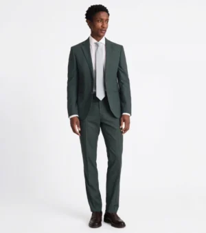 Ashford Cotton Textured Dark Green Suit Front
