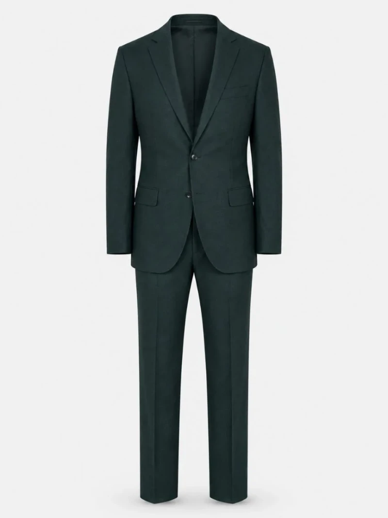 Ashford Cotton Textured Dark Green Suit Front Image