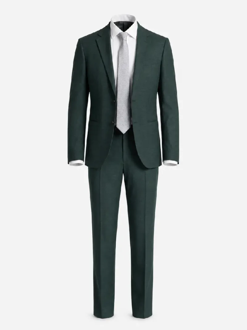 Ashford Cotton Textured Dark Green Suit Ghost Mannequin