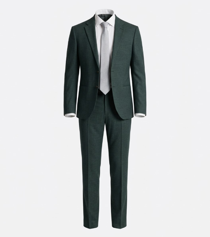 Ashford Cotton Textured Dark Green Suit