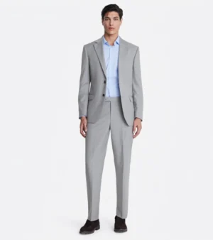 Ashford Cotton Textured Light Grey Suit Front