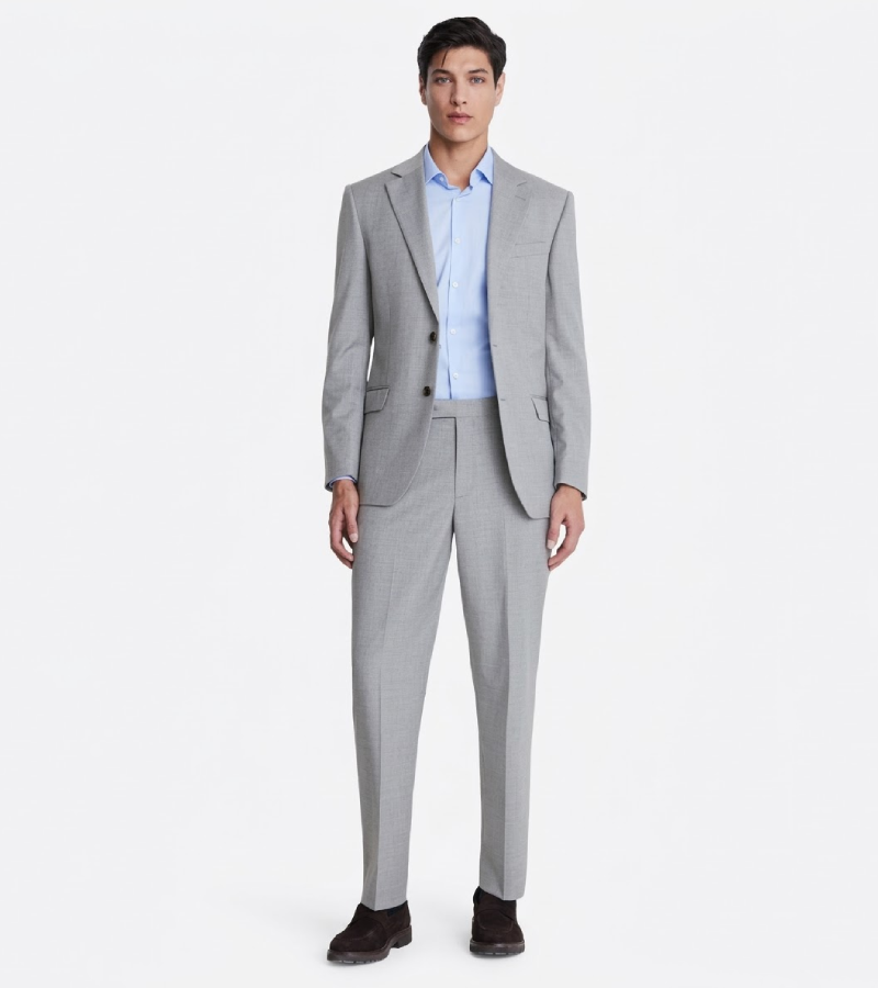 Ashford Cotton Textured Light Grey Suit Front