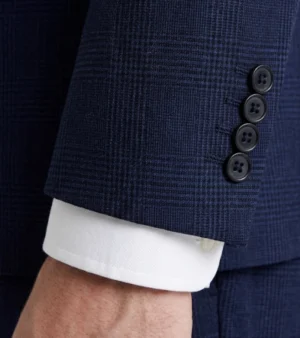 Ashford Cotton Textured Navy Suit Cuffs
