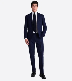 Ashford Cotton Textured Navy Suit Front