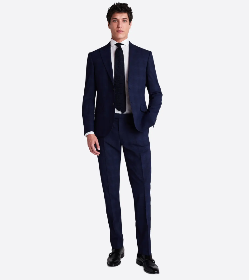 Ashford Cotton Textured Navy Suit Front