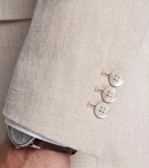 Ashford Herringbone Cotton Cream Suit Cuffs