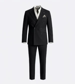 Ashford Pinstripe Cotton Black Suit