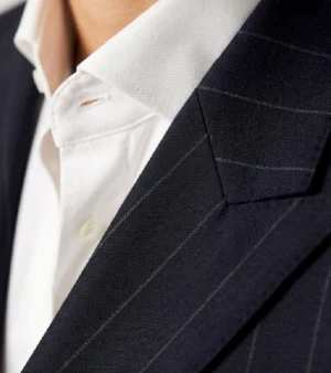 Ashford Pinstripe Cotton Black Suit Collar