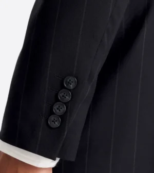Ashford Pinstripe Cotton Black Suit Cuffs