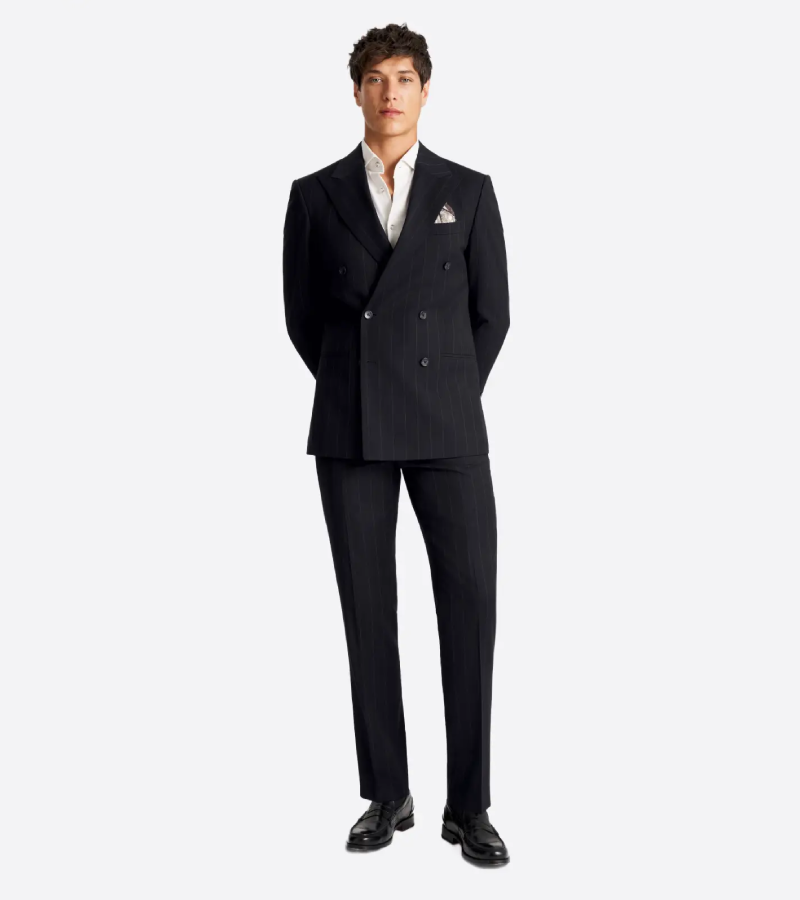 Ashford Pinstripe Cotton Black Suit Front