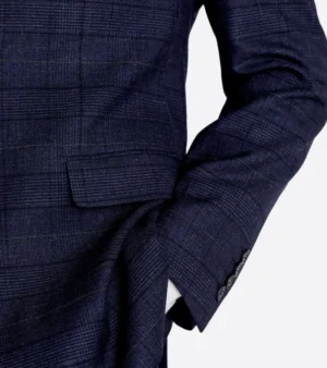 Ashford Plaid Cotton Navy Suit Cuffs