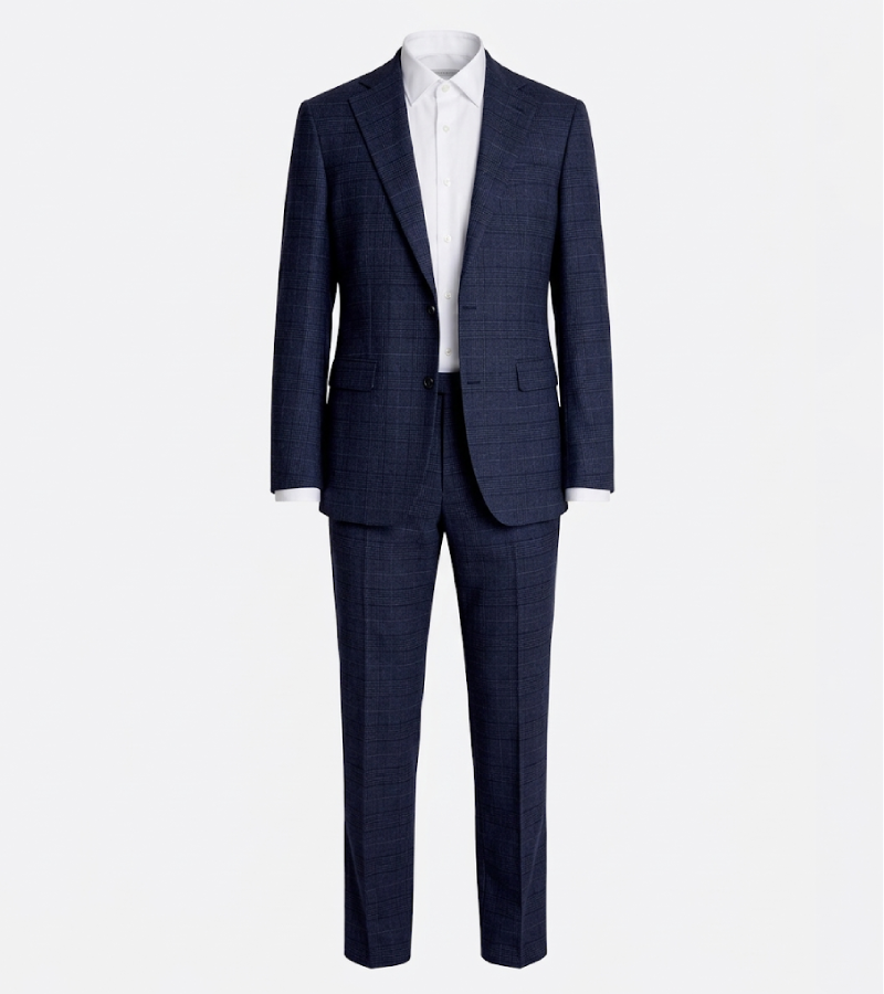 Ashford Plaid Cotton Navy Suit