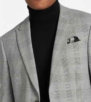 Ashford Plaid Grey Cotton Suit Collar
