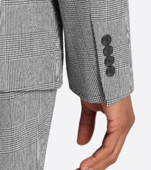 Ashford Plaid Grey Cotton Suit Cuffs