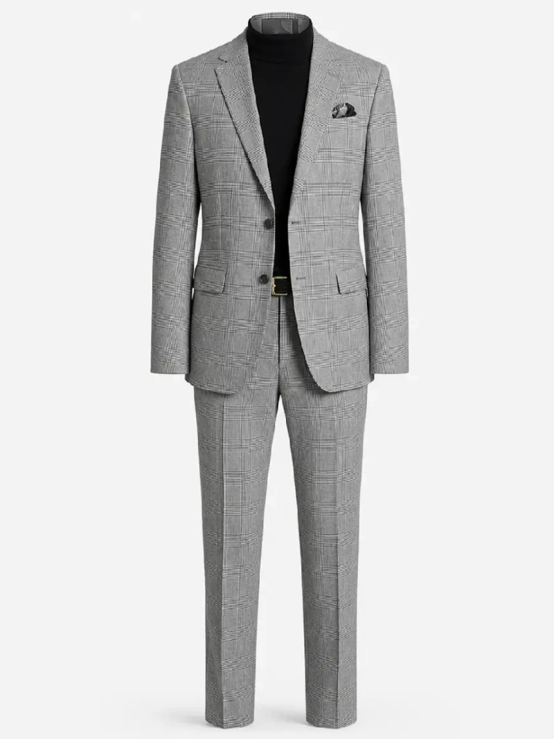 Ashford Plaid Grey Cotton Suit Ghost Mannequin