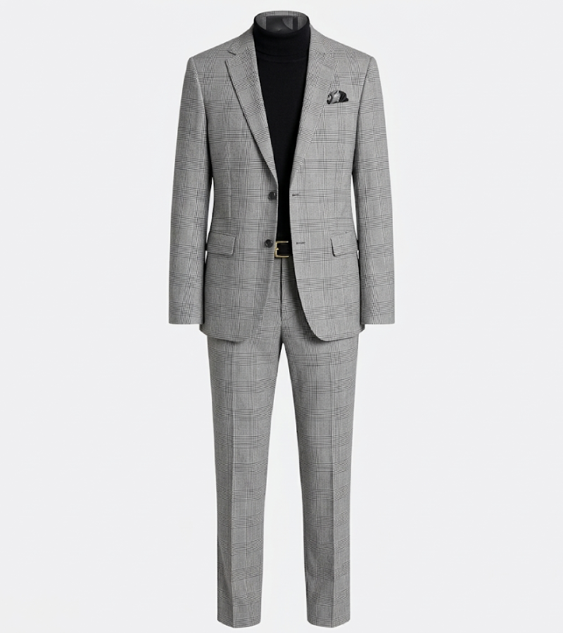 Ashford Plaid Grey Cotton Suit