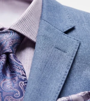 Brighton Blue Cotton Solid Suit Collar