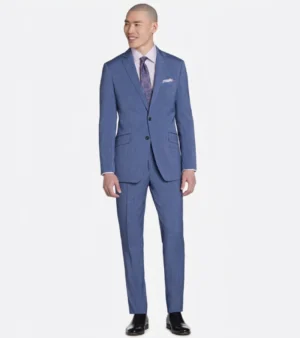 Brighton Blue Cotton Solid Suit Front