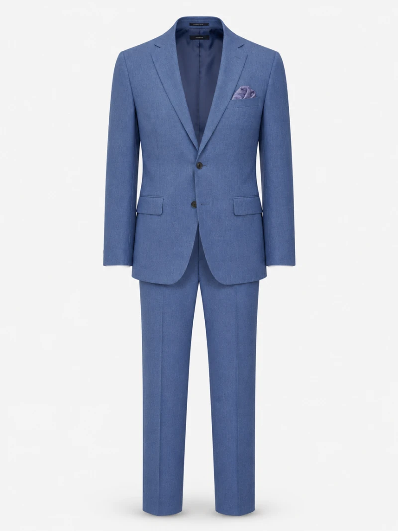 Brighton Blue Cotton Solid Suit Front View