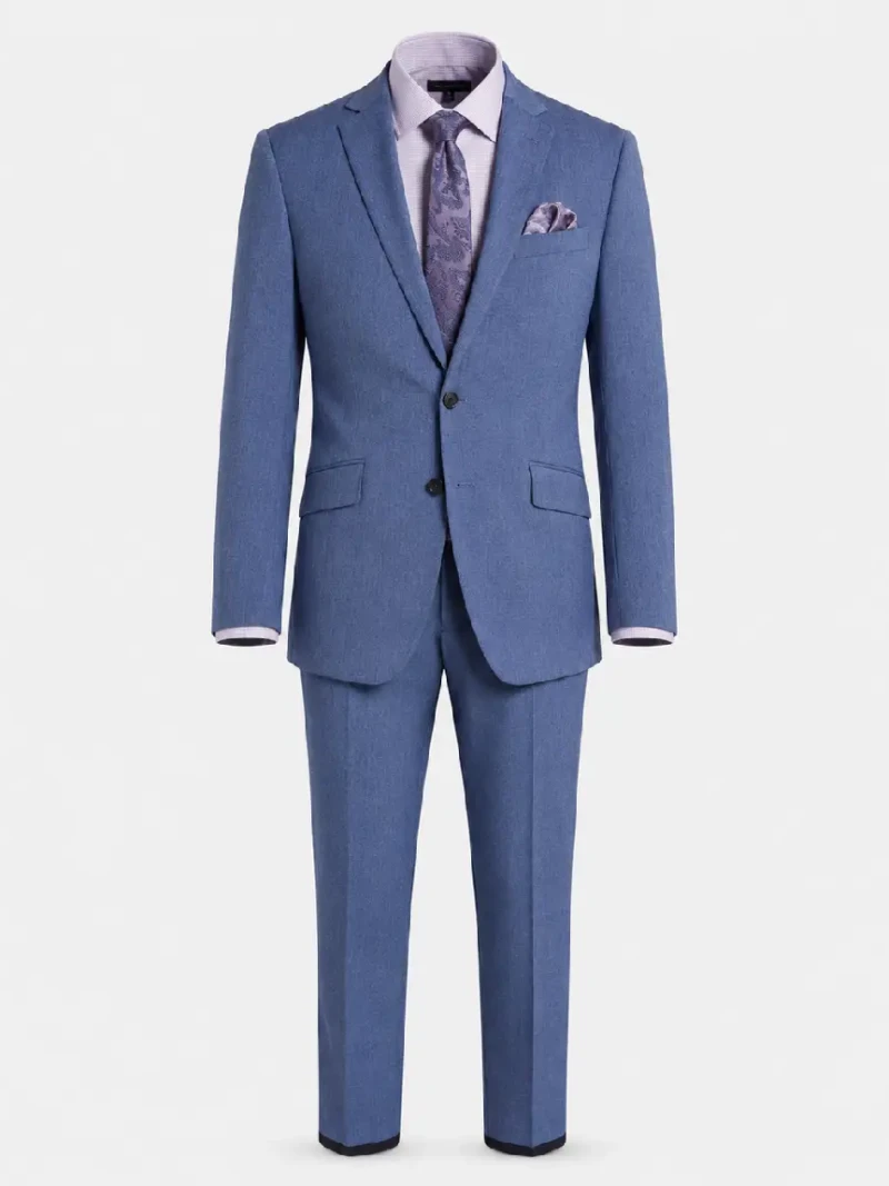Brighton Blue Cotton Solid Suit Ghost Mannequin