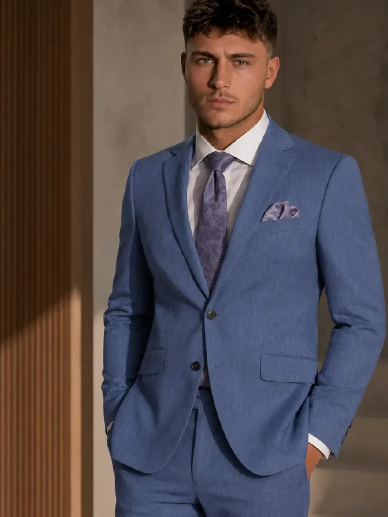 Brighton Blue Cotton Solid Suit Model