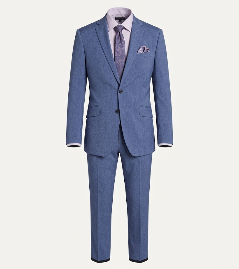 Brighton Blue Cotton Solid Suit