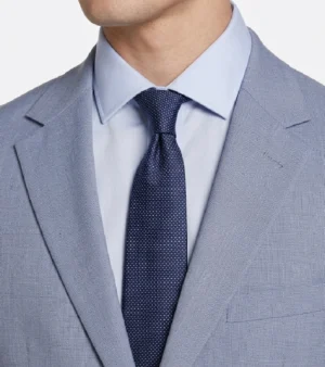 Brighton Blue Solid Cotton Suit Collar