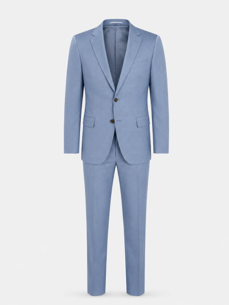 Brighton Blue Solid Cotton Suit Front View