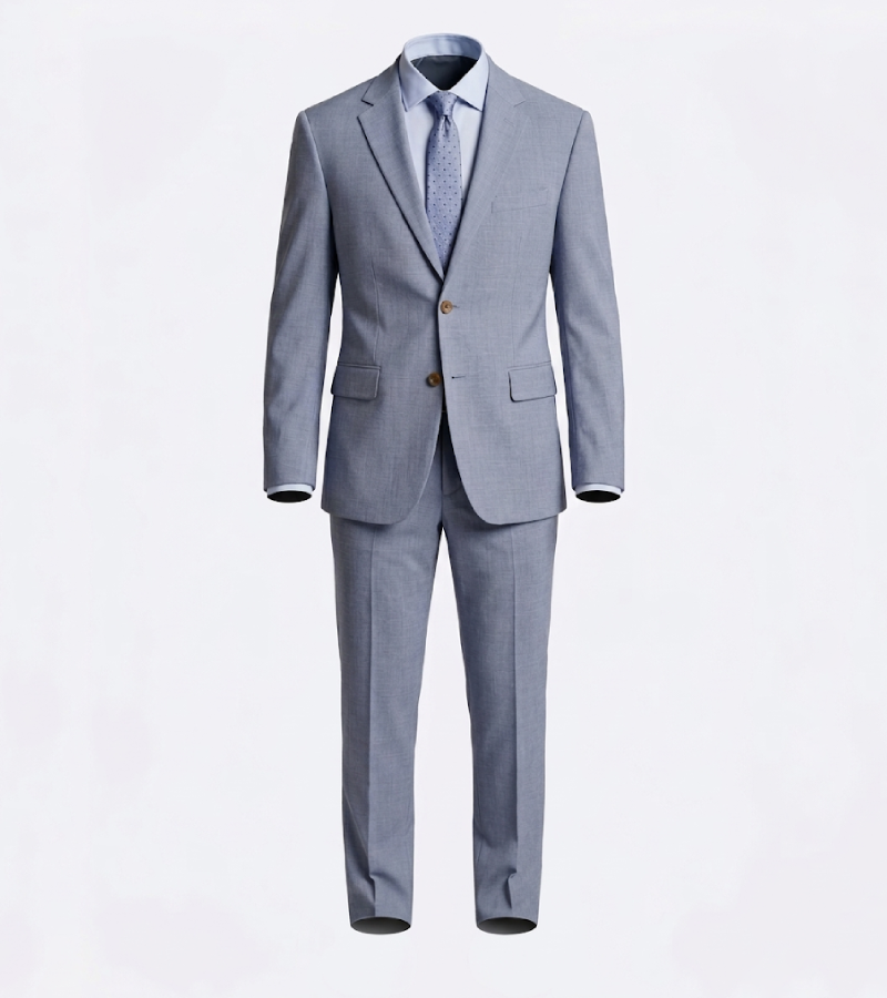 Brighton Blue Solid Cotton Suit