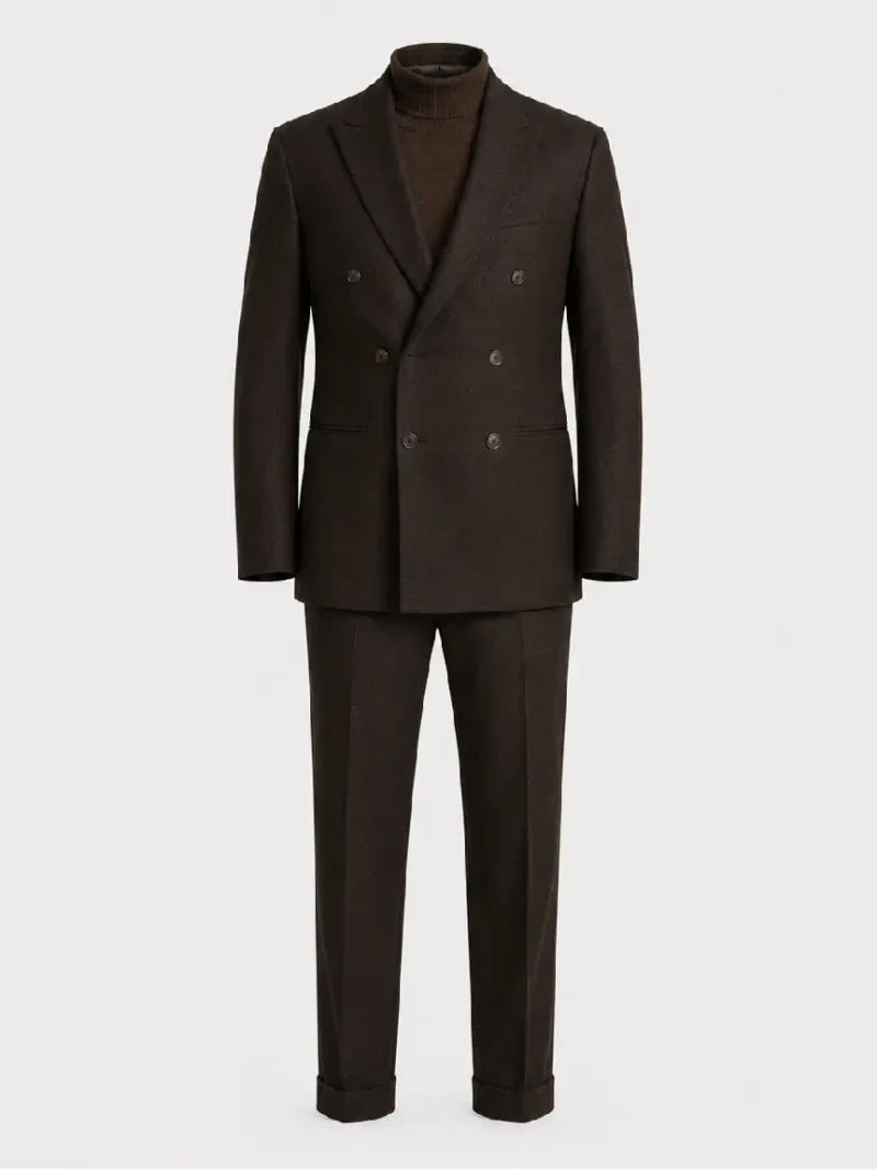 Brighton Cotton Brown Double Breasted Suit Ghost Mannequin