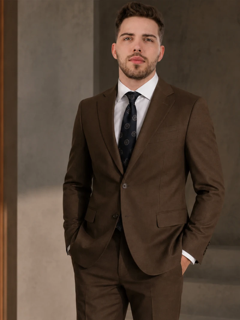 Brighton Cotton Brown Solid Suit
