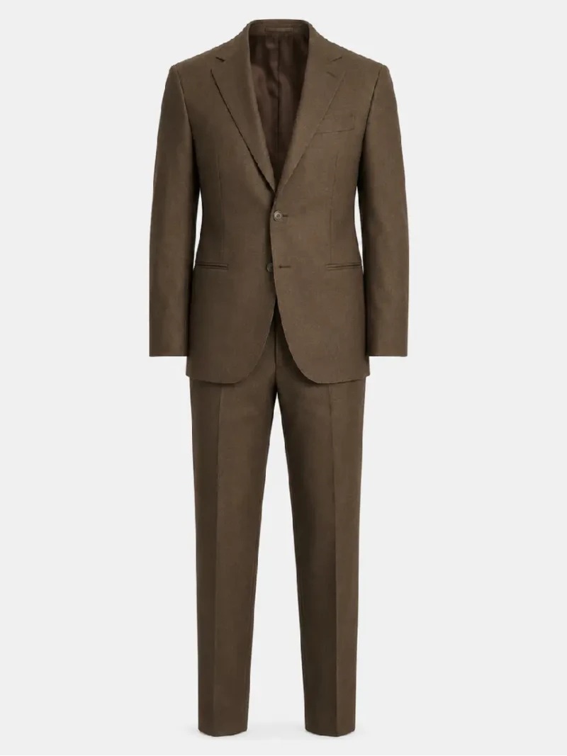 Brighton Cotton Brown Solid Suit Ghost Mannequin
