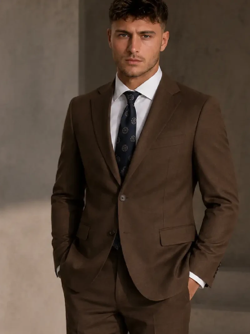 Brighton Cotton Brown Solid Suit Model