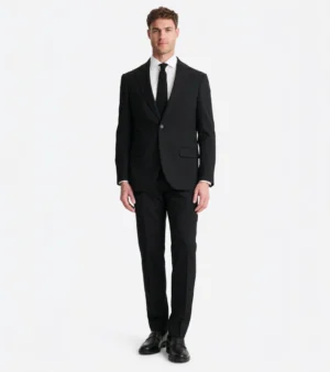 Brighton Cotton Light Blue Solid Suit Black Front