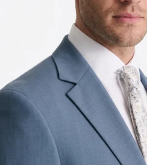 Brighton Cotton Light Blue Solid Suit Collar