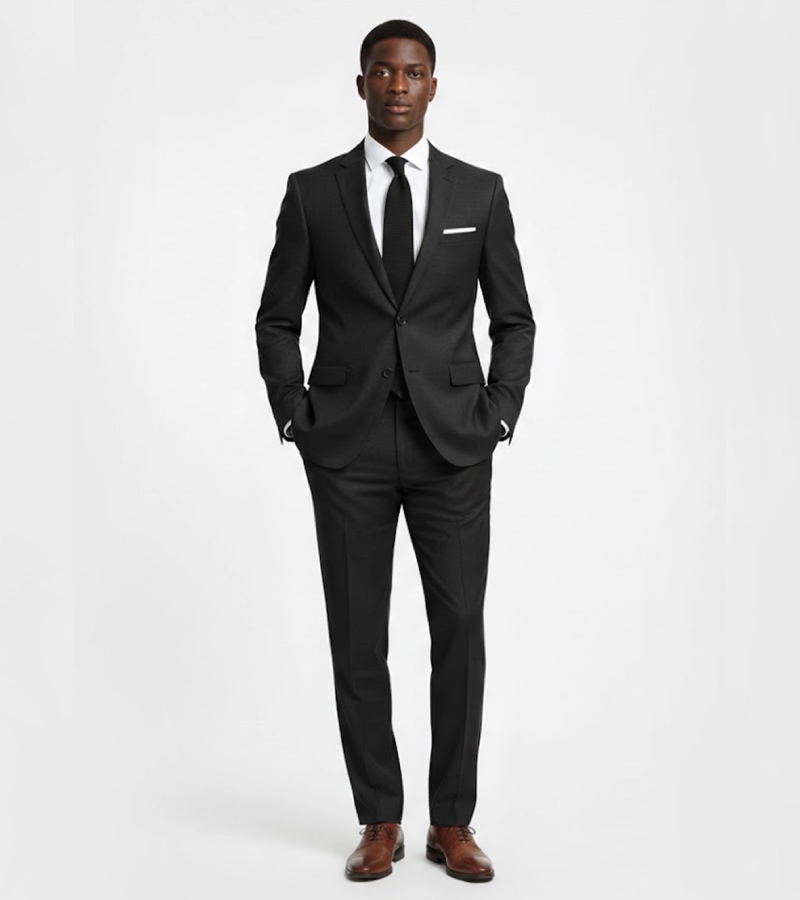 Brighton Cotton Solid Black Suit Front